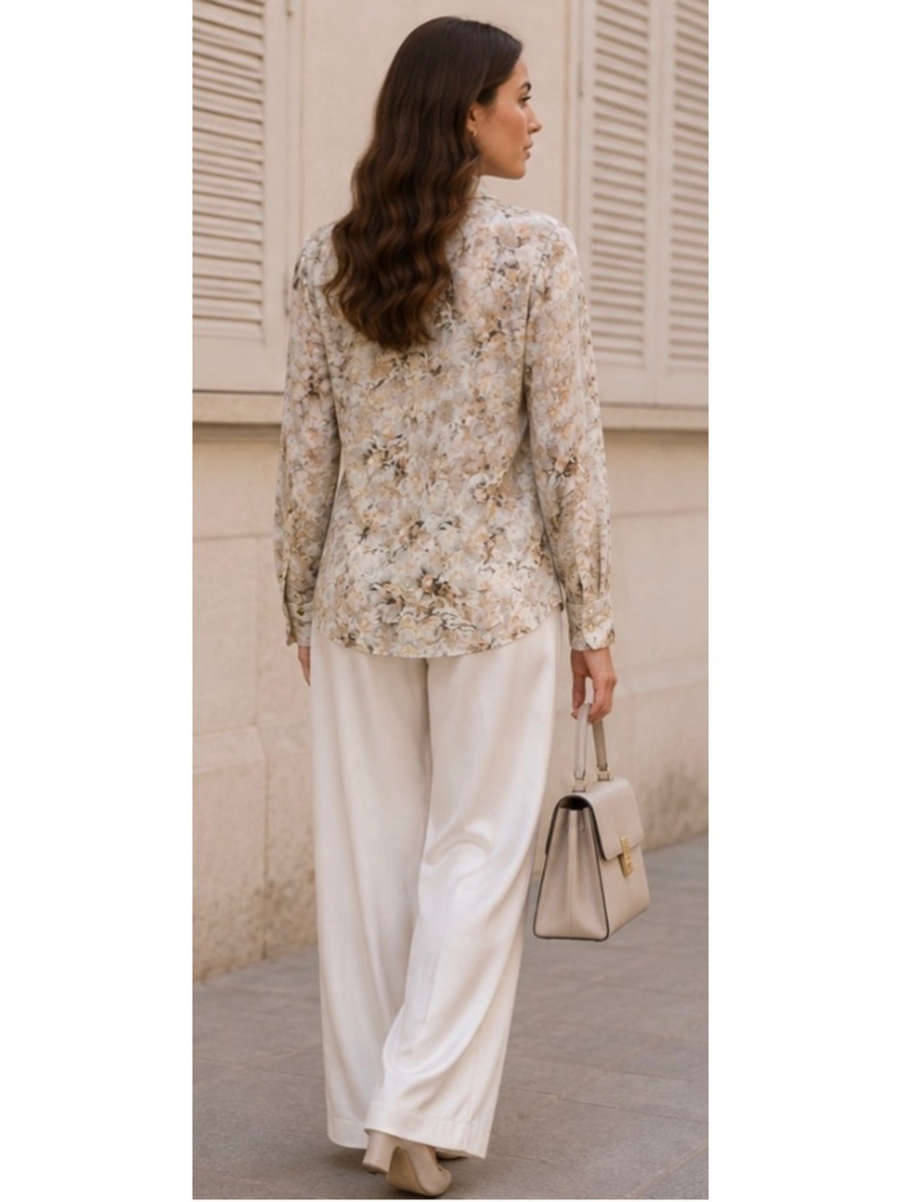 Chloé Floral Button Down Shirt, Size S, 36/4 Beige and White Floral New! - Picture 2 of 9